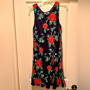 Gorgeous Robbie Bee Navy Floral Dress, sz Large Petite